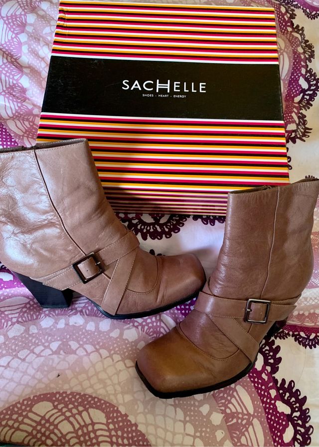 Botines Tacón Piel Marrón Sachelle talla 39