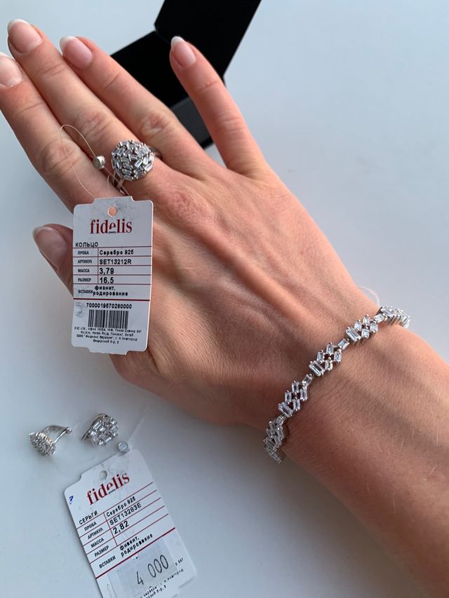 Conjunto playa 925 ley y zirconias con etiqueta