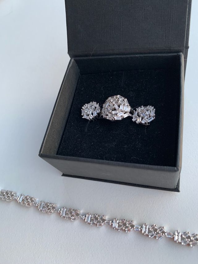 Conjunto playa 925 ley y zirconias con etiqueta