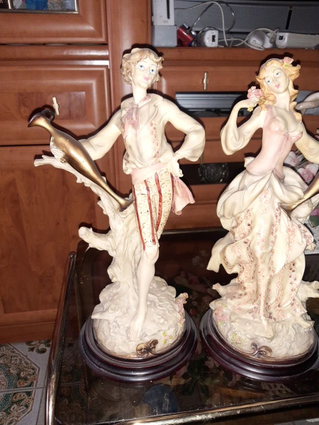 pareja figuras porcelana fina vintage