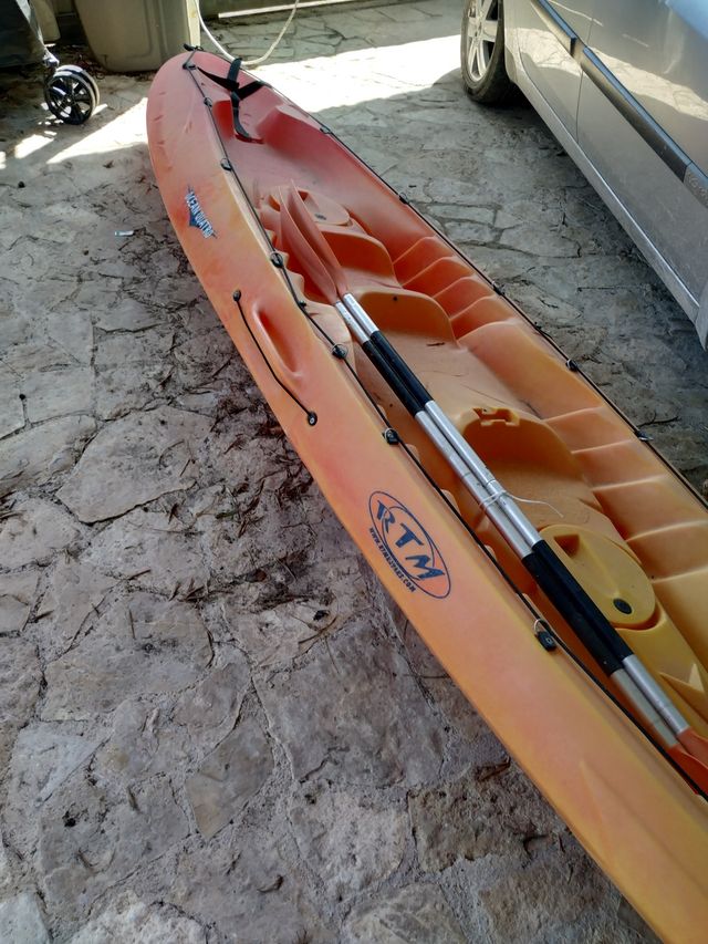 KAYAK CANOA RÍGIDA OCEAN DUO ROTOMOD AMARILLA/ROJA de segunda mano por