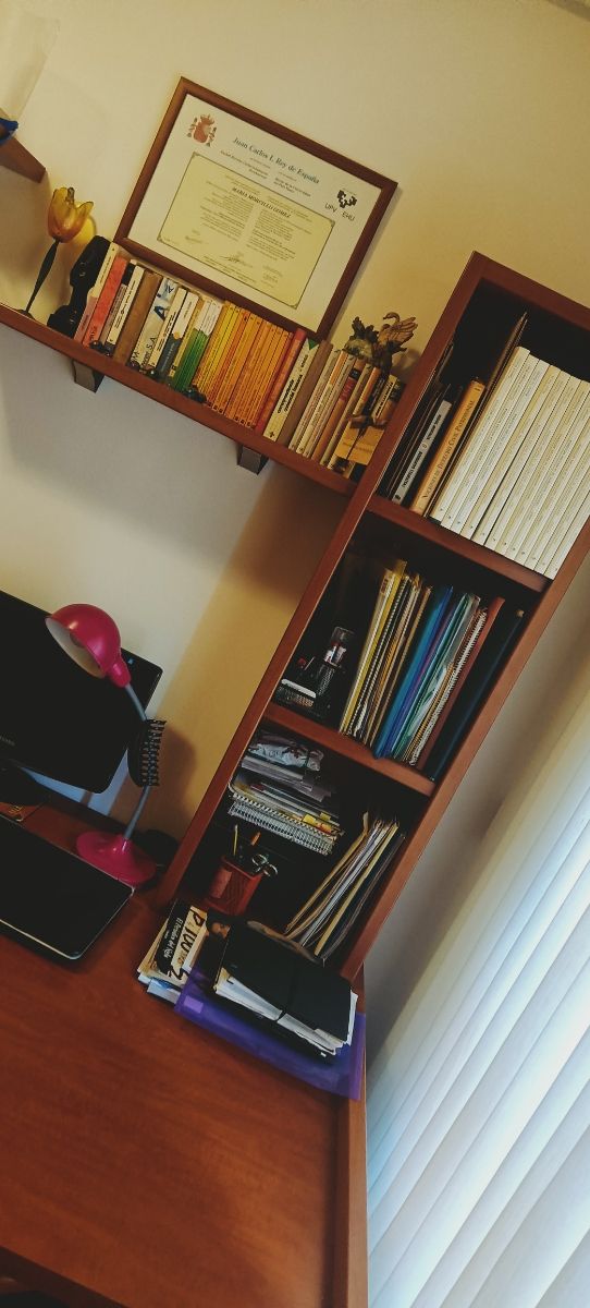 Mesa Escritorio larga + Estantería +Balda de pared