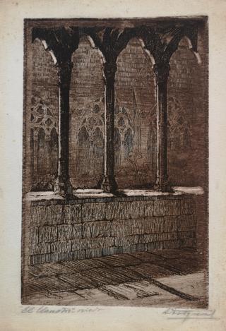 Grabado columnas y vidrieras de Adolfo Folgueras