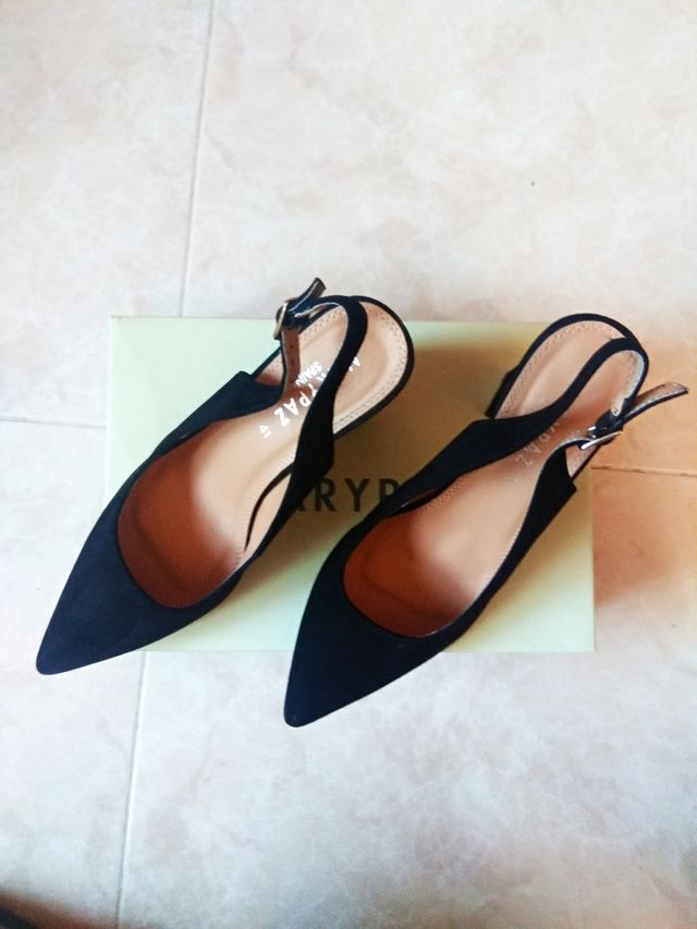 SANDALI NERI IN CAMOSCIO, TACCO ALTO E LARGO, N. 41