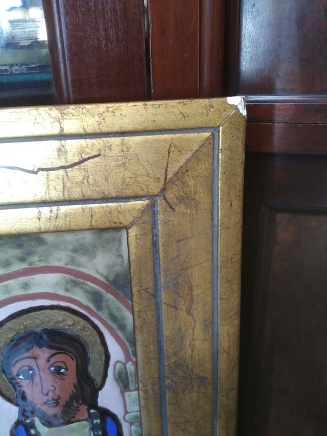 Cuadro San Pedro de cerámica con óxido