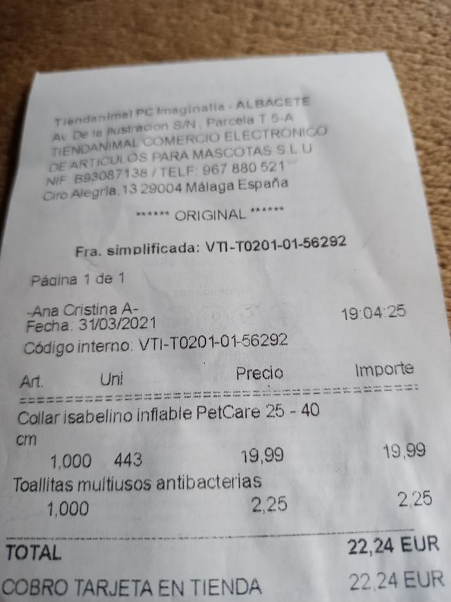 Collar inflable perro 