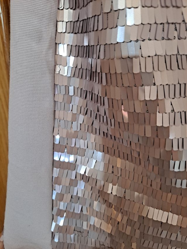 Falda lentejuelas rosa claro Mango