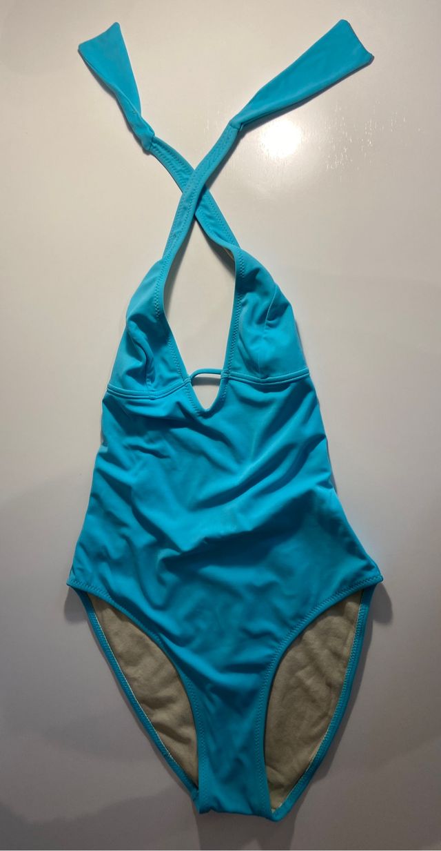 Bañador azul turquesa espalda baja talla 36