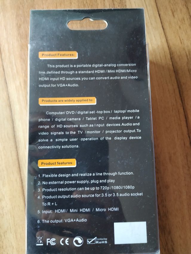 adaptador micro HDMI a VGA nuevo