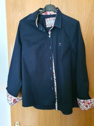 P21M-4159-AZM CAMISA FANTASÍA AZUL MARINO MUJER - La Española Polo Club