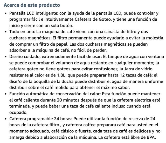 Cafetera Americana por Goteo Inteligente · NUEVA