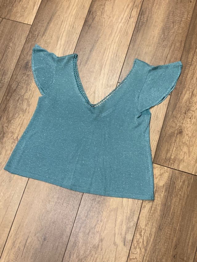 Top metalizado punto Mango