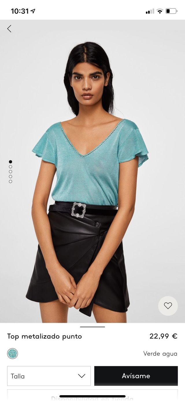 Top metalizado punto Mango