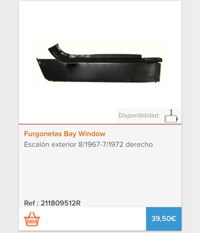 Pieza chapa escalon derecho vw t2 Volkswagen 