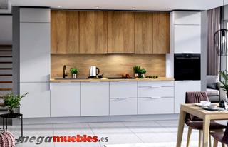 Muebles de cocina Monaco blanco mate + madera