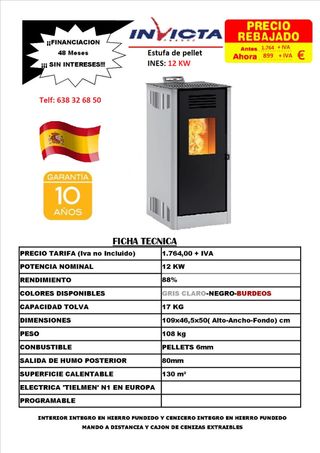ESTUFA DE PELLETS 12 KW NACIONAL *GRAN OPORTUNIDAD de segunda mano por