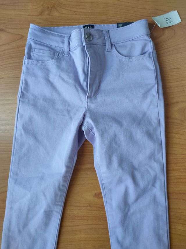 pantalón denim pitillo de niña lila gap 7 años