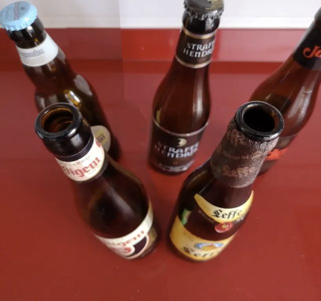 Colección de 5 botellines de cerveza belgas