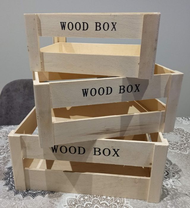 Cajas Madera Decoración en 3 Tamaños