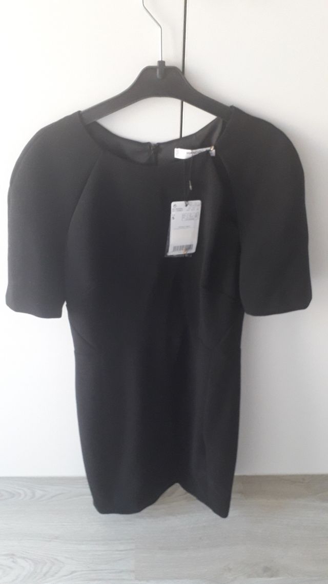 LBD Vestido mango negro nuevo con etiqueta