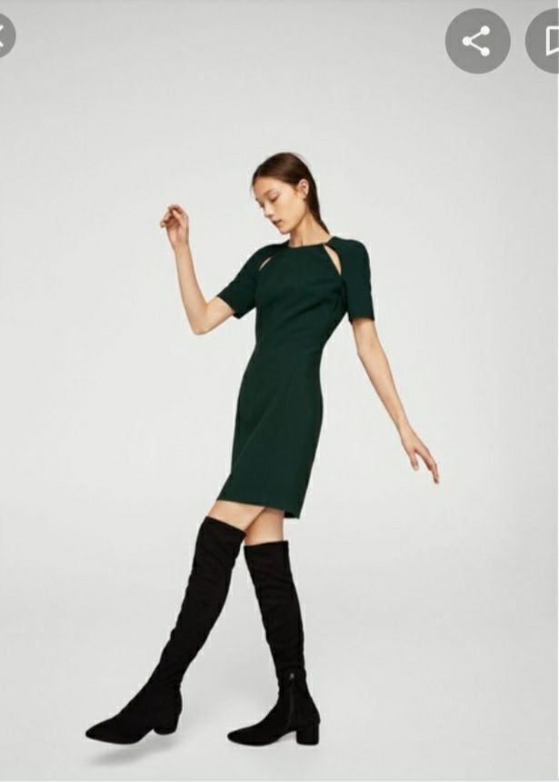 LBD Vestido mango negro nuevo con etiqueta