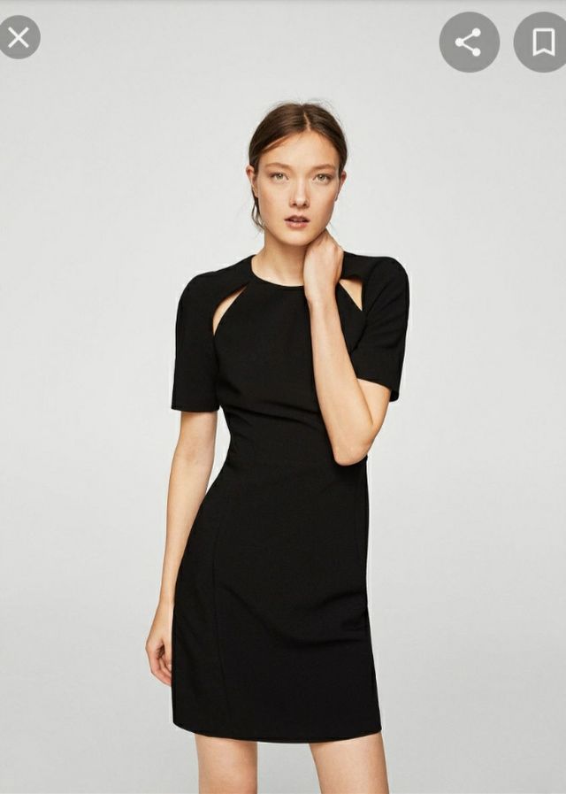 LBD Vestido mango negro nuevo con etiqueta