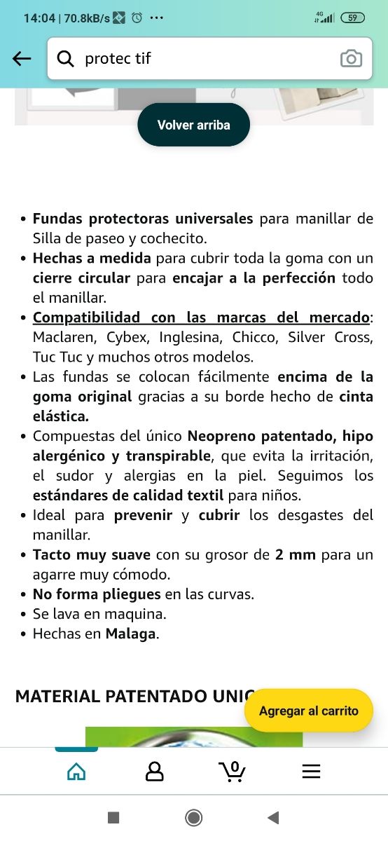 Funda manillar silla de paseo.