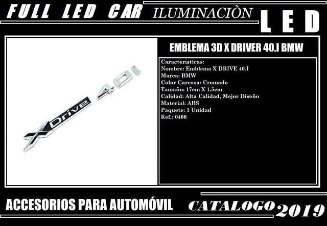 EMBLEMA 3D X DRIVE 40i PARA BMW PEGATINA CROMADA