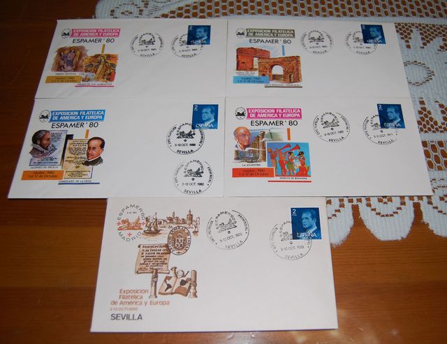 ESPAMER'80 5 buste 1° giorno di circolazione.