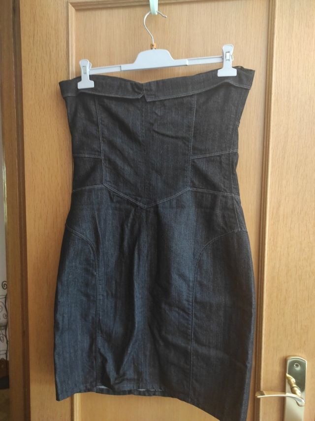 Vestido vaquero palabra honor Mango