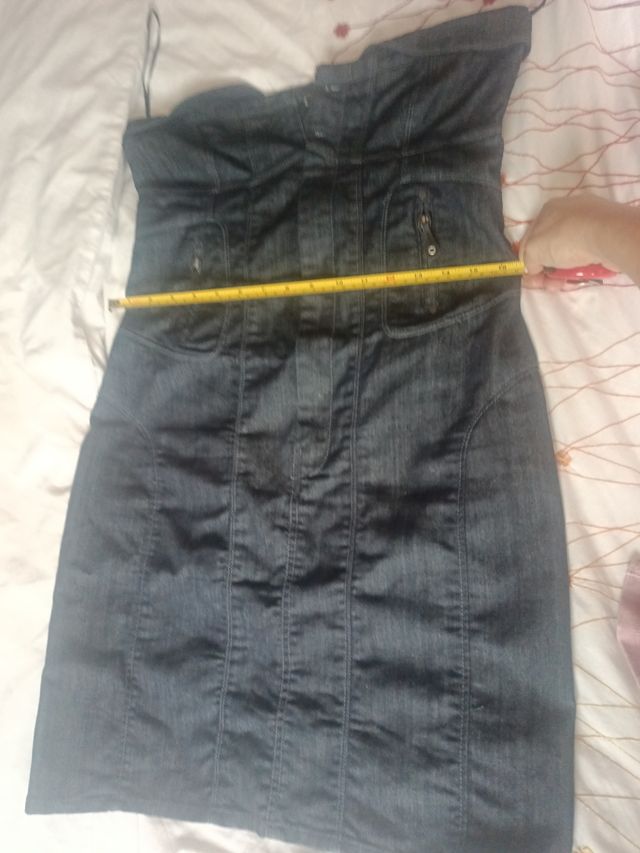 Vestido vaquero palabra honor Mango