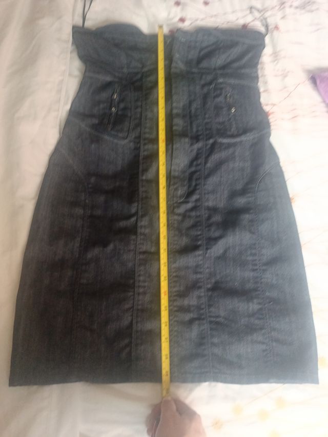 Vestido vaquero palabra honor Mango