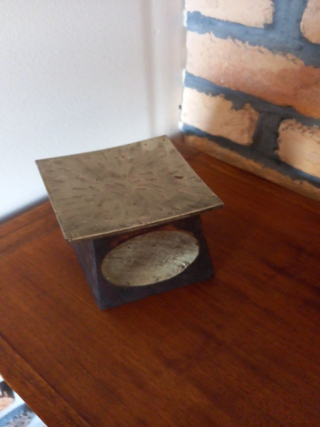 porta velas Portico antiguo madera y acero