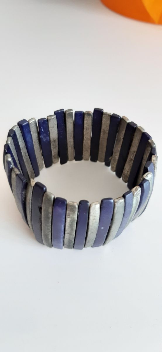 Pulsera ancha azul y plateada Zara 20x3.5cm