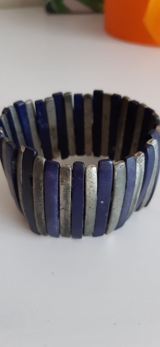 Pulsera ancha azul y plateada Zara 20x3.5cm