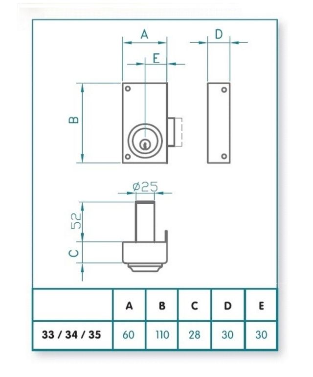 Lucchetto sinistro Jis 6 cm (60 mm)