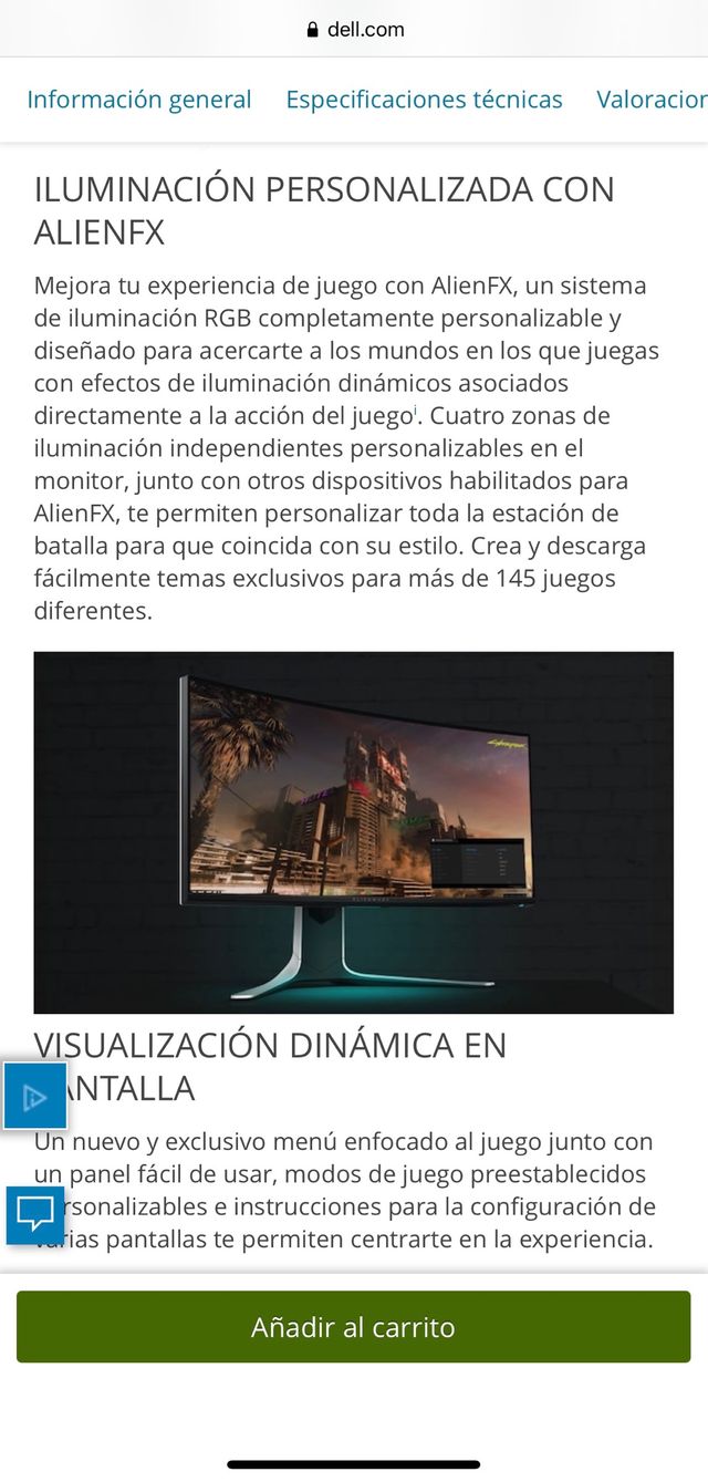 Monitor Profesional Gaming Curvo Dell Alienware 34