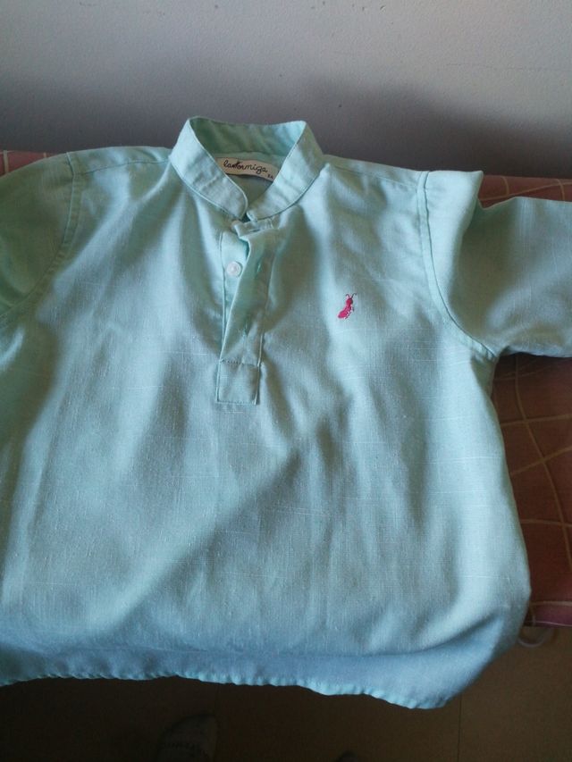 camisa niño verde turquesa talla 5