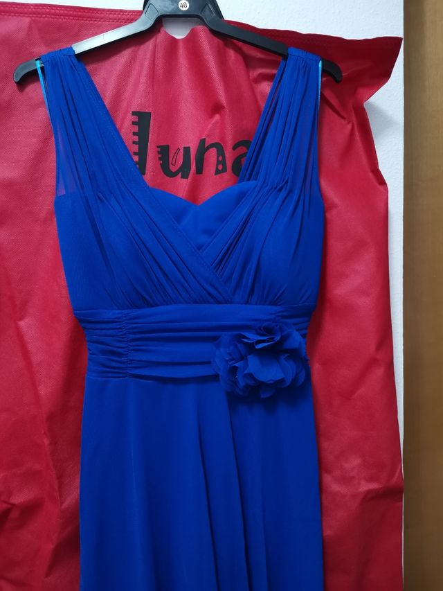 Vestido azul dama boda fiesta T.38