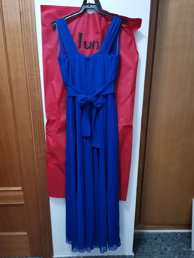 Vestido azul dama boda fiesta T.38
