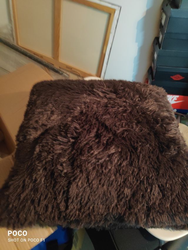 Se venden 2 cojines marrones de pelo.