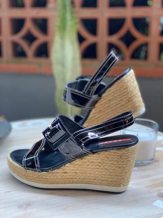 SANDALIAS CUÑA ESPARTO PRADA Talla 38 CON CAJA