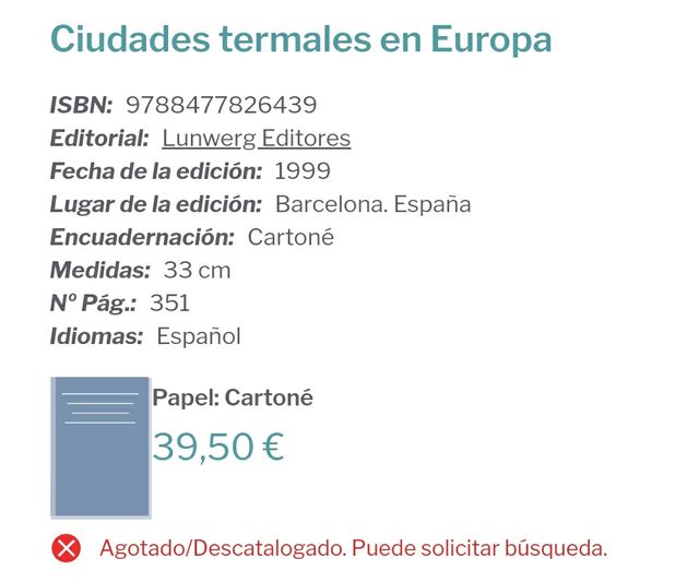 Libro " Ciudades termales en Europa".