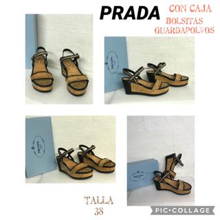 SANDALIAS PRADA CORCHO/PIEL TALLA 38
