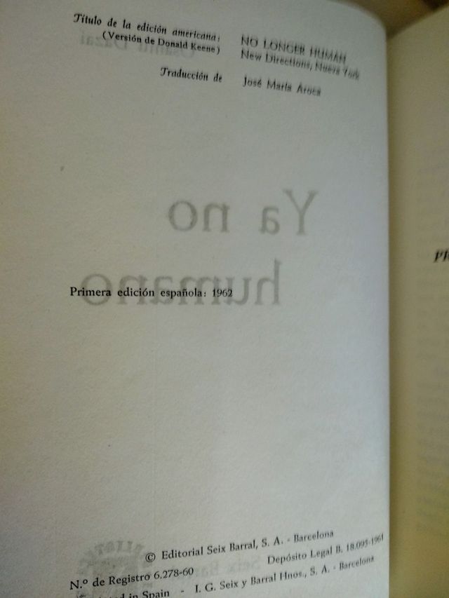 Ya no humano Osamu Dazai 1ª edición