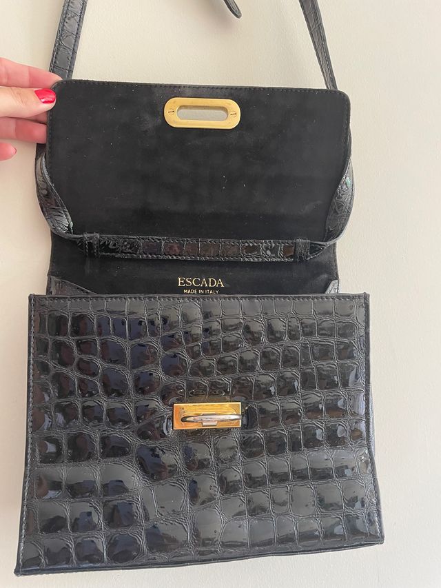 Bolso negro de cocodrilo ESCADA