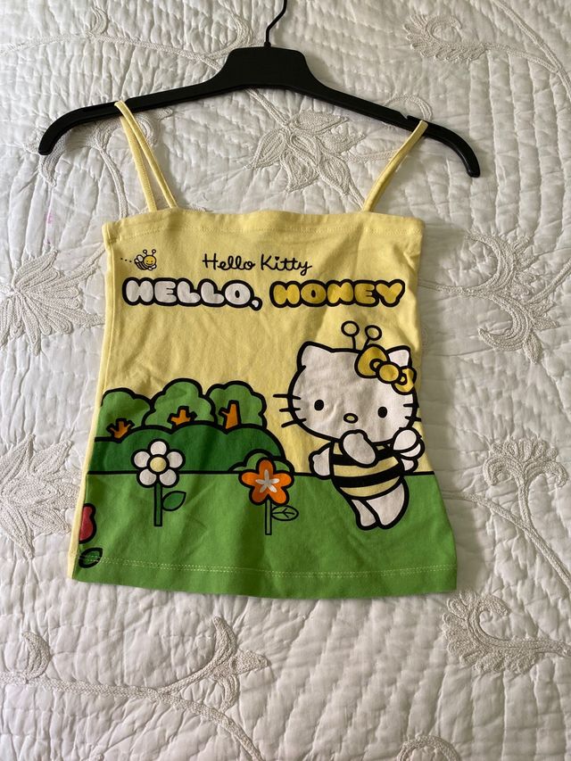 Camiseta Hello Kitty amarilla tirantes t-XS Oysho