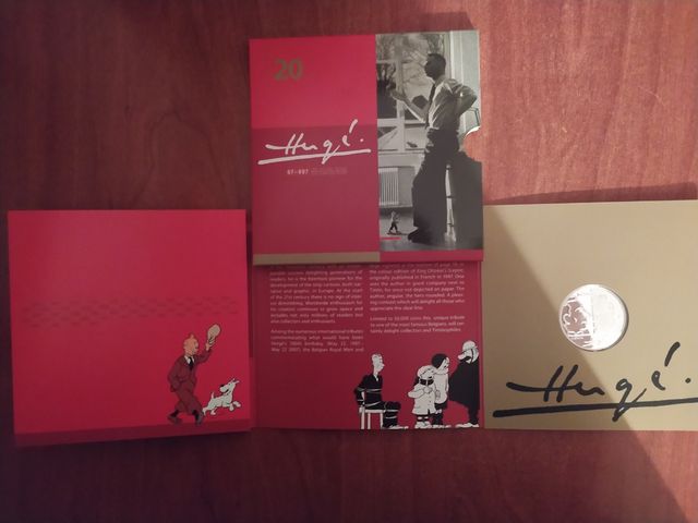 Moneda 20€ Bélgica 2007. Tintin