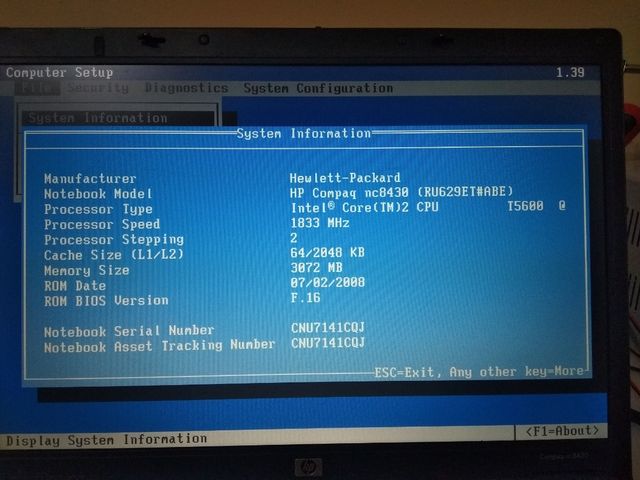 Ordenador portátil HP Compaq nc8430