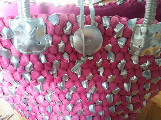 Capazo Playa fucsia y plata